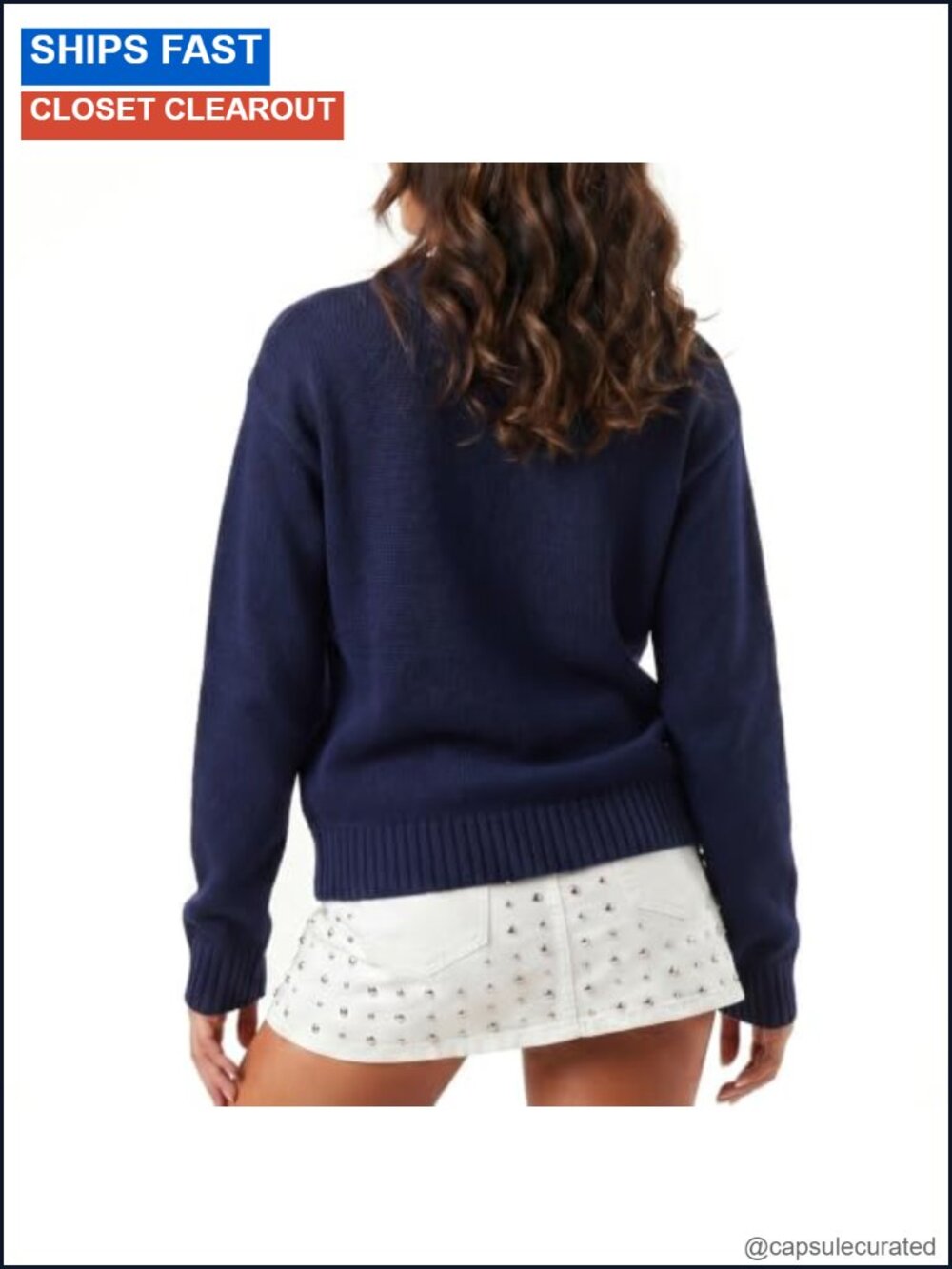 Oversized American Flag Sweater Women Long Sleeve Knit Pullover 4th of July - Picture 3 of 4